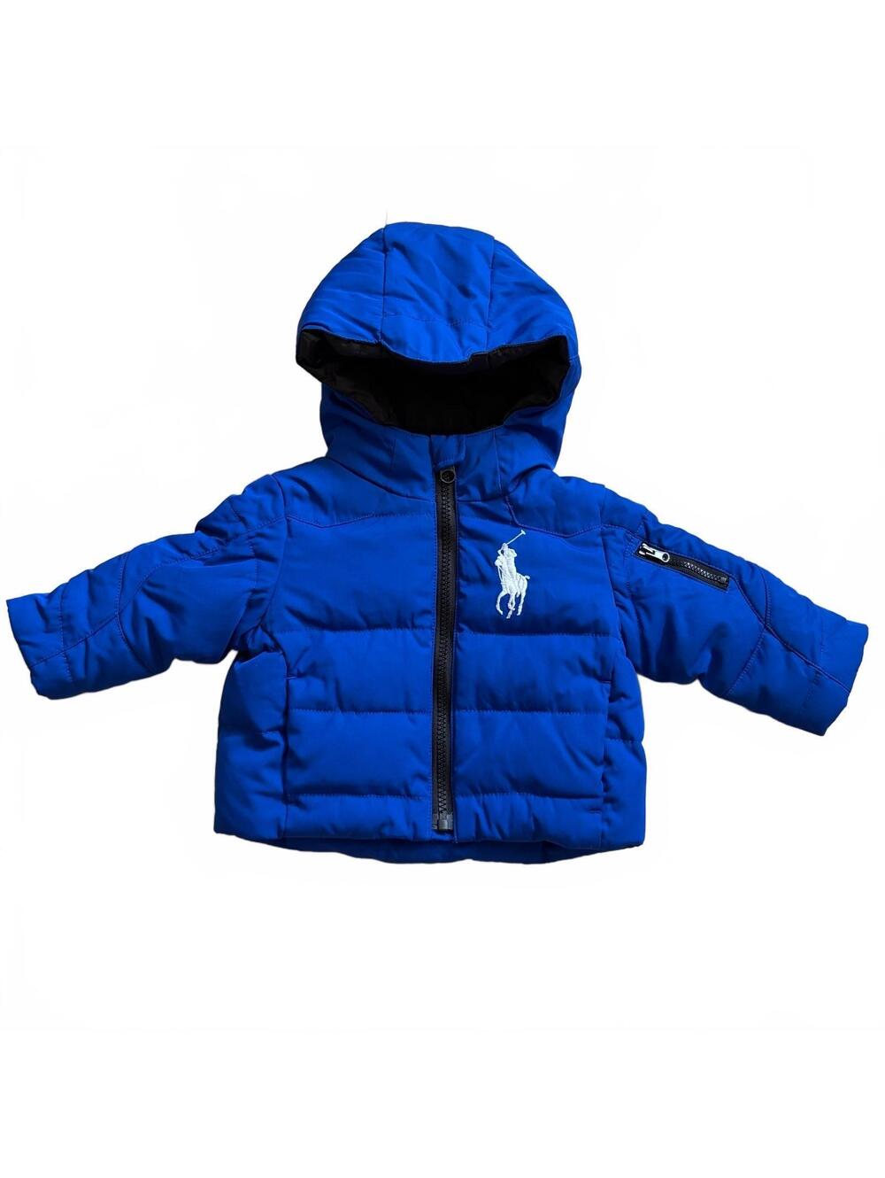 Polo Ralph Lauren Puffer Hooded Jacket Big Pony Logo Royal Blue Baby Boy 9M